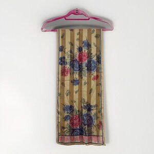 Vintage Elaine Gold Womens Rectangle Scarf Gray Pink Blue Floral Sheer 52”